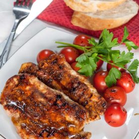 Delicious grilled chicken breast with balsamic sauce